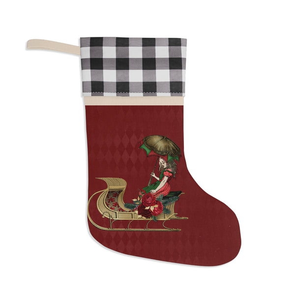 Classic Alice in Wonderland | Alice In Sleigh With Parasol | Decor Christmas Stocking