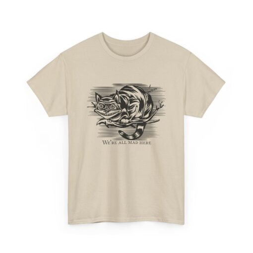 Cheshire Cat “We’re All Mad Here” T-Shirt | Gildan Unisex Heavy Cotton | Alice in Wonderland | Classic Literature Gift