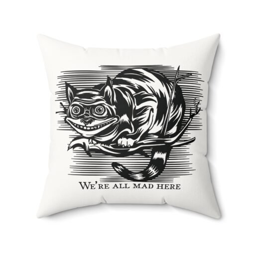 “We’re All Mad Here” Cheshire Cat | Faux Suede Pillow