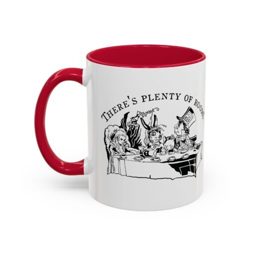 Mad Hatter Tea Party Color Accent Mug — Vintage Black & White Illustration | 11oz & 15oz